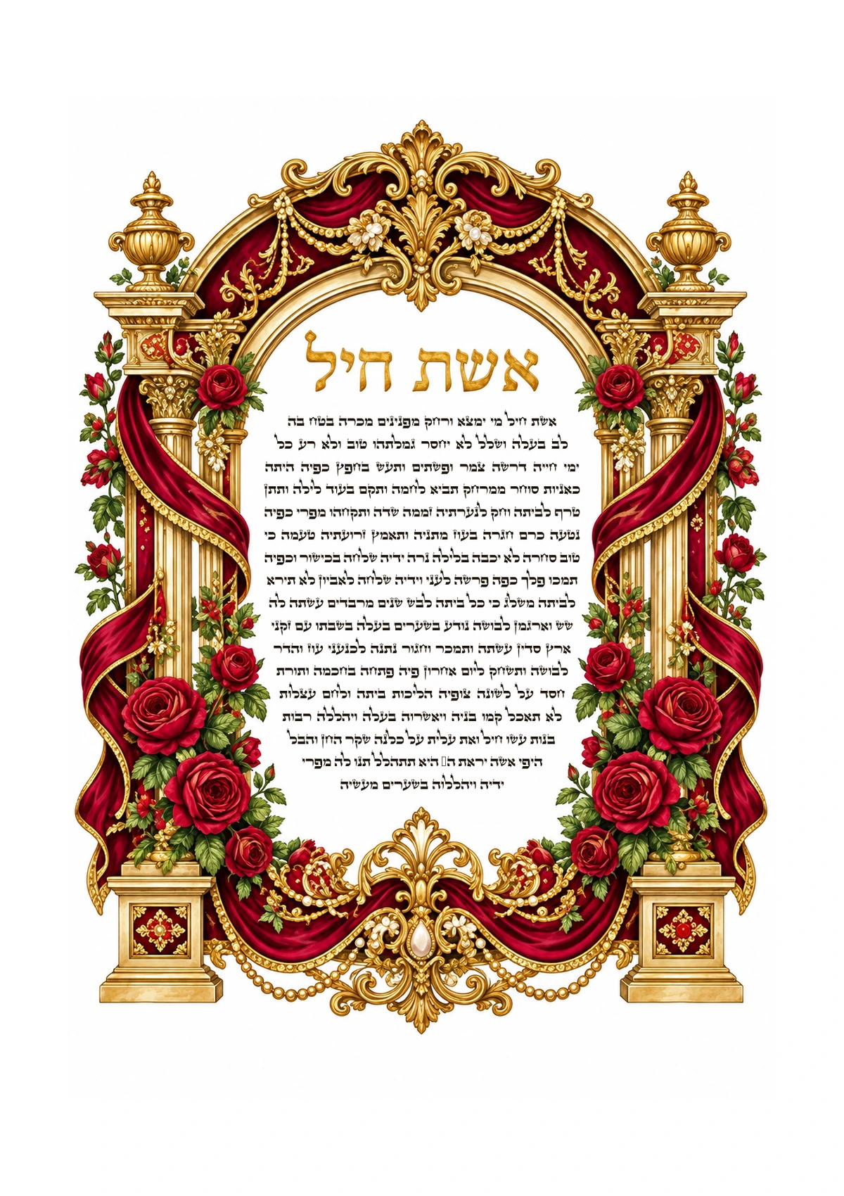 Eshet Chayil — Burgundy and Gold