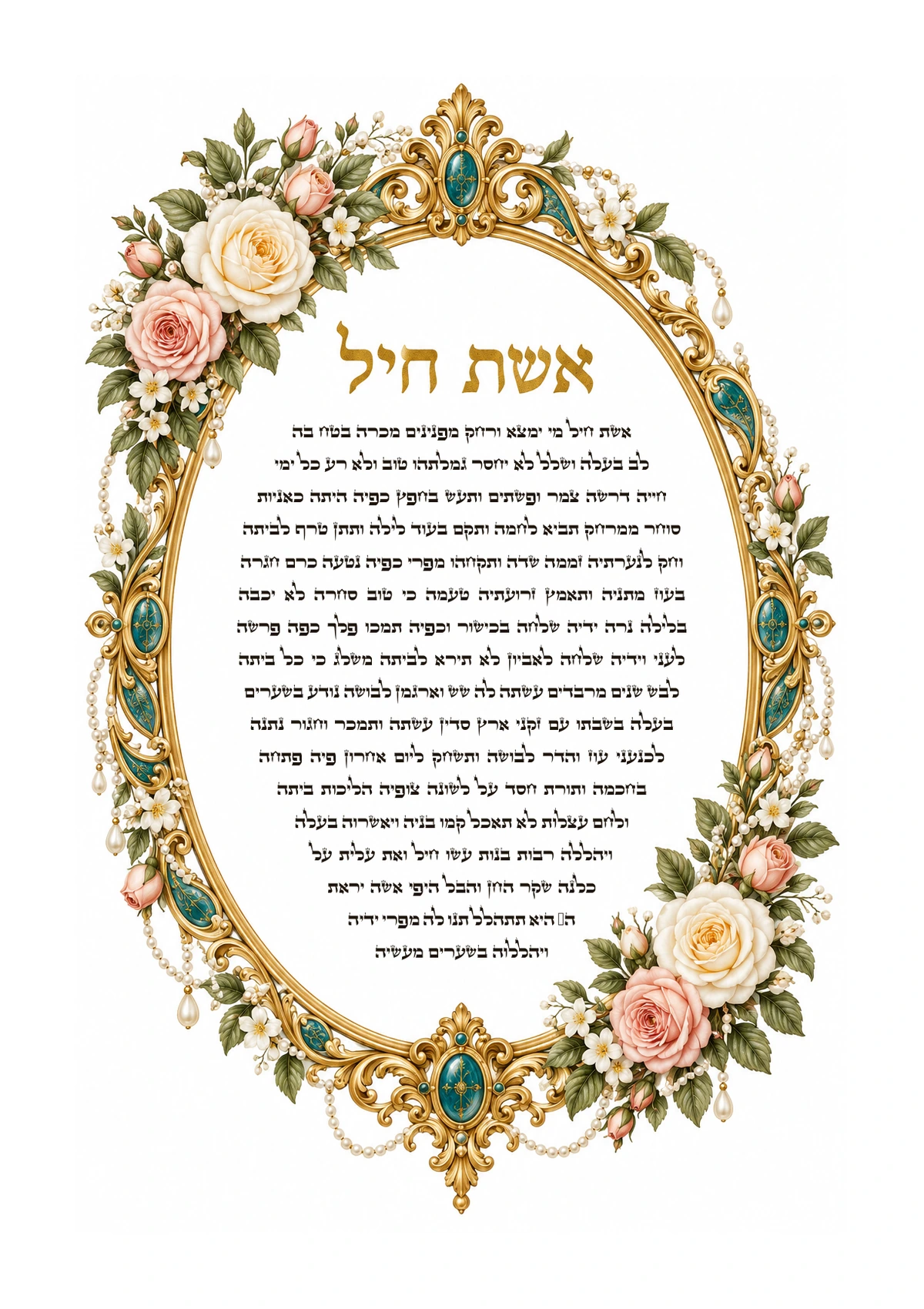 Eshet Chayil — Turquoise and Roses
