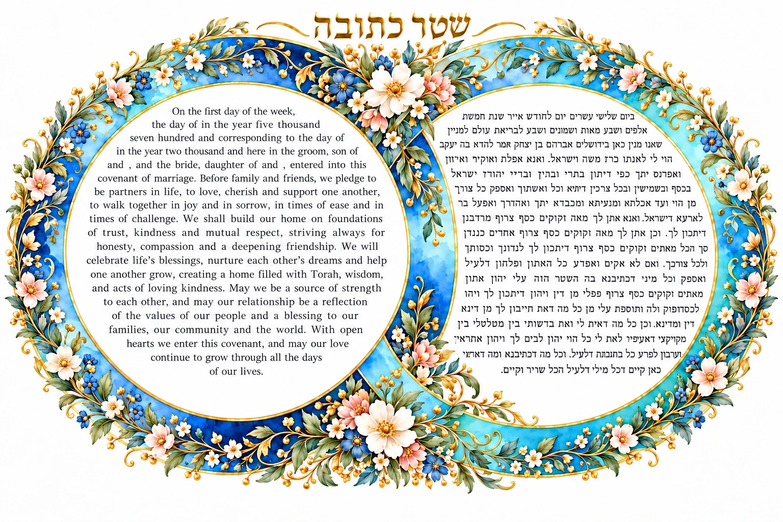 Blue and Turquoise Rings Ketubah Blue and Turquoise Rings Ketubah