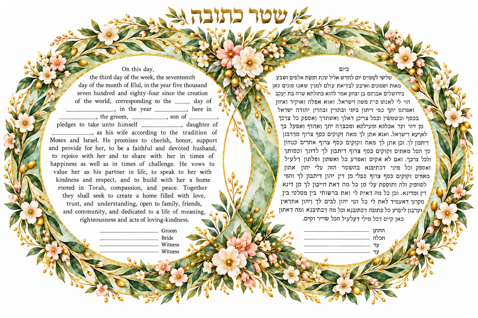 Sage and Olive Rings Ketubah