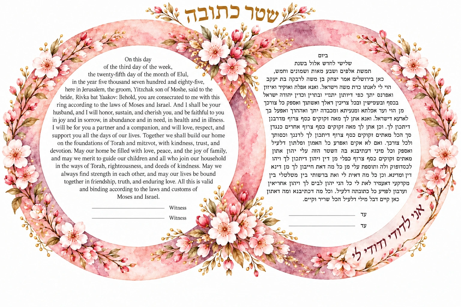 Blush Blossom Rings Ketubah Blush Blossom Rings Ketubah