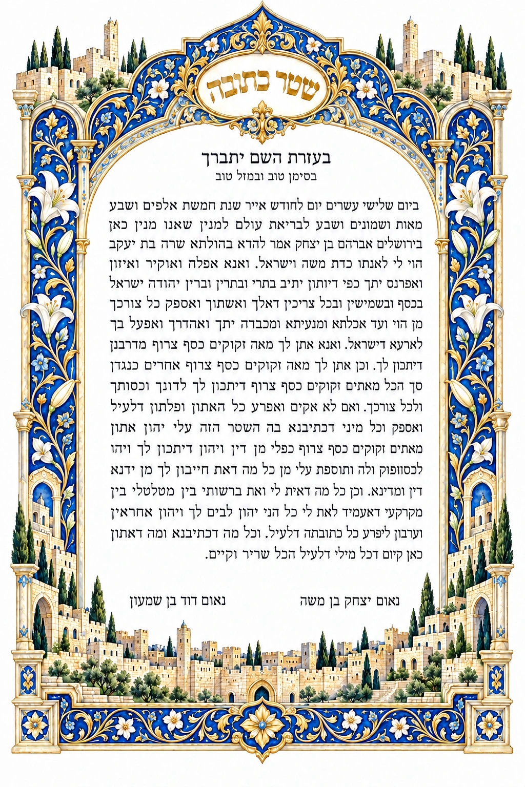 Jerusalem in Blue Ketubah Jerusalem in Blue Ketubah