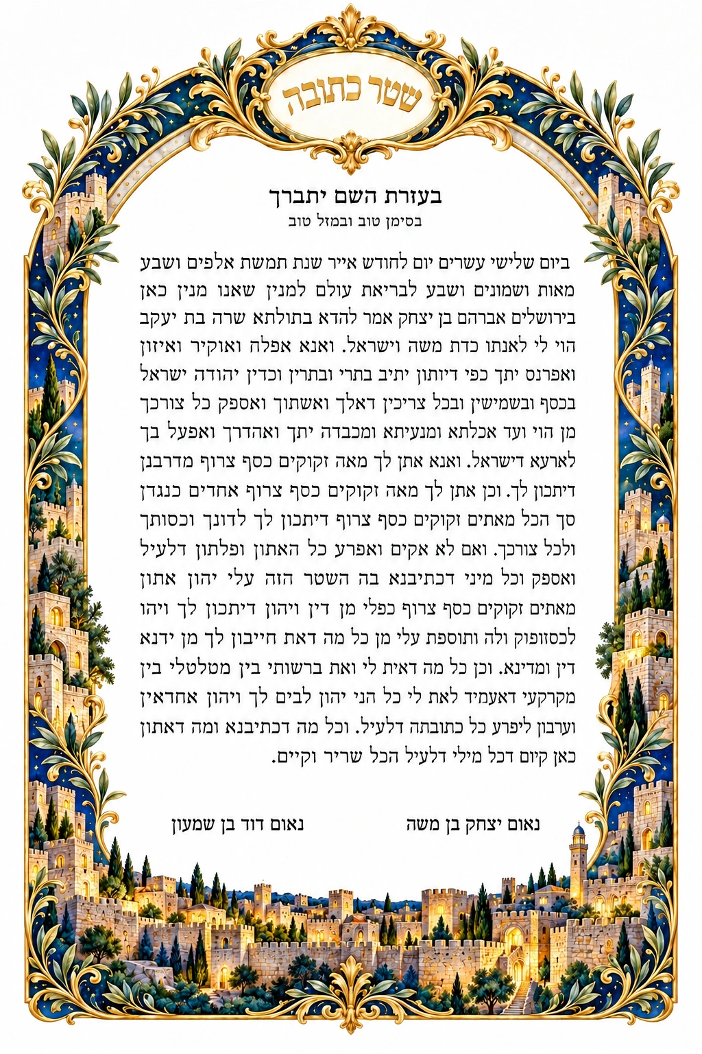 Jerusalem Light Ketubah Jerusalem Light Ketubah
