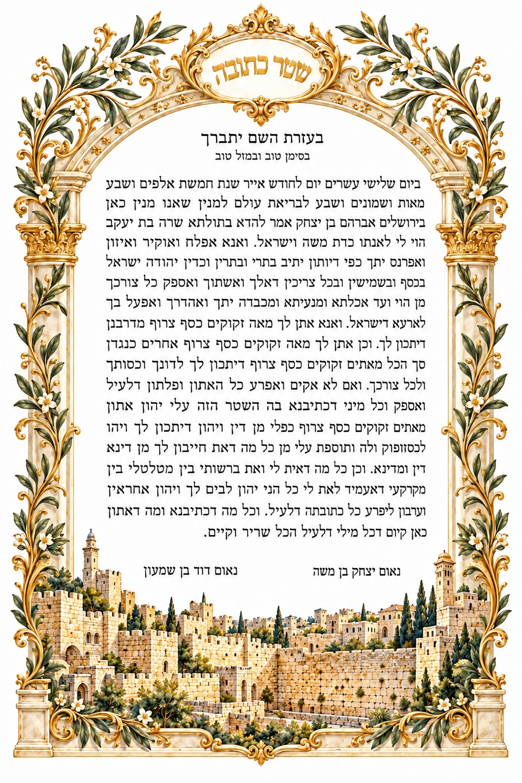 Jerusalem of Gold Ketubah Jerusalem of Gold Ketubah