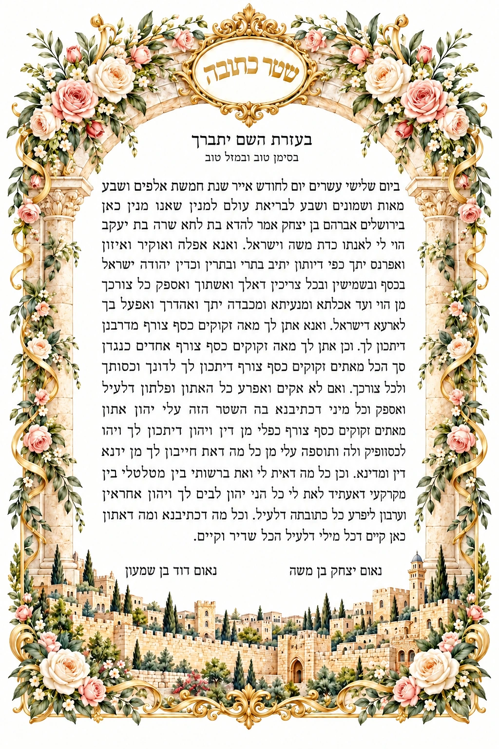 Roses of Jerusalem Ketubah