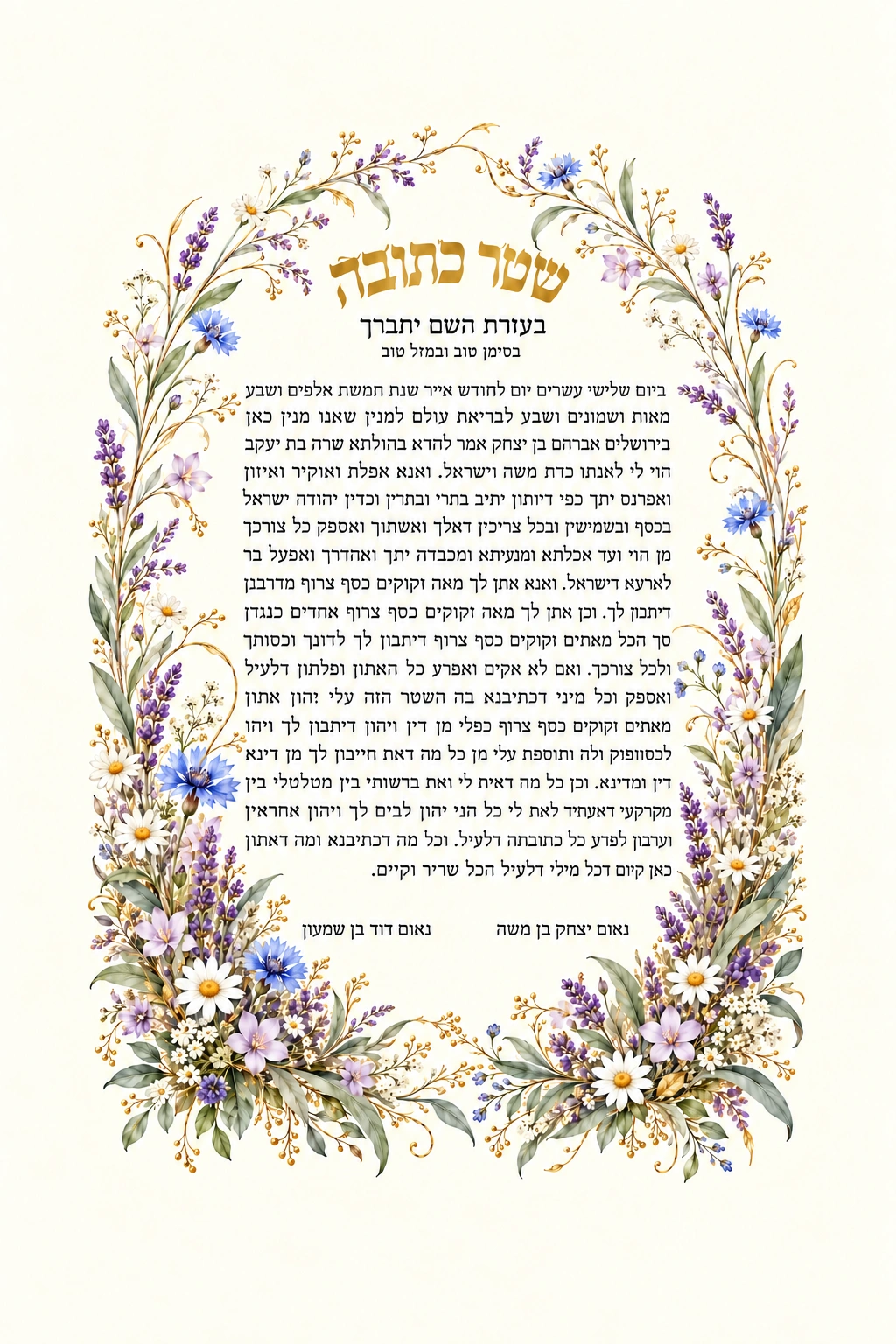 כתובה פרחי שדה