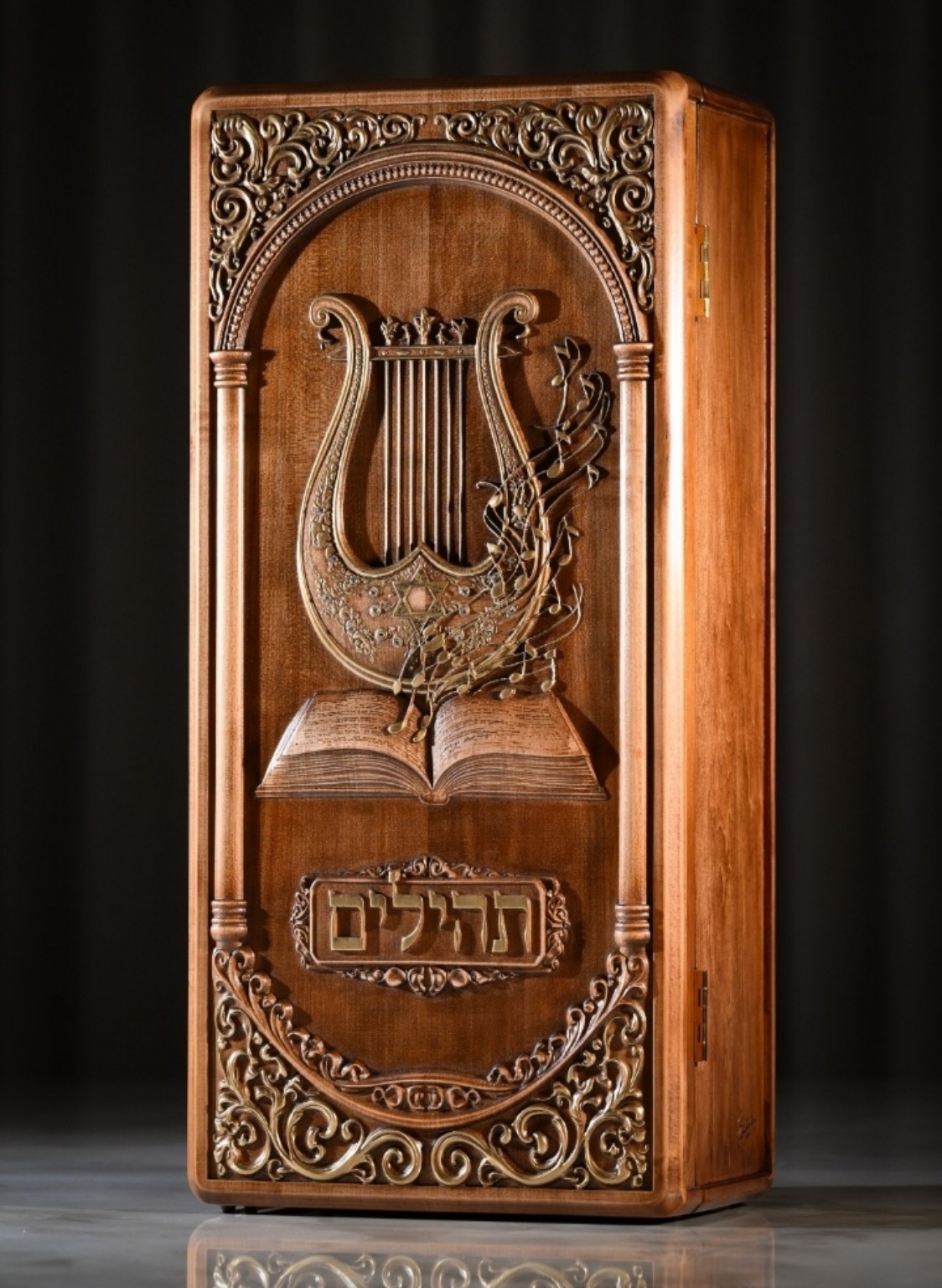 Handcrafted Wooden Aron Kodesh and Carrying Case